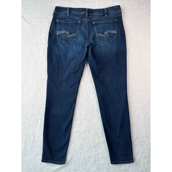 Silver Jeans Suki Super Mid Super Skinny 32x29 Dark Wash Embroidered Pockets - Picture 8 of 8